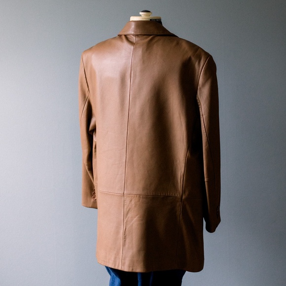Jos. A. Bank Tan Leather Blazer Style Jacket - Men's Medium - Picture 6 of 16
